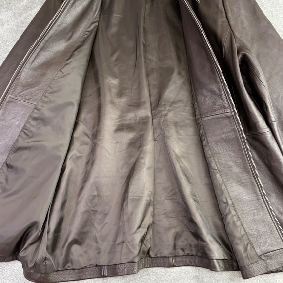 Brooks 346 Womens L Brown Leather Jacket Full Zip Collared Long Sleeve Classic - Picture 4 of 10